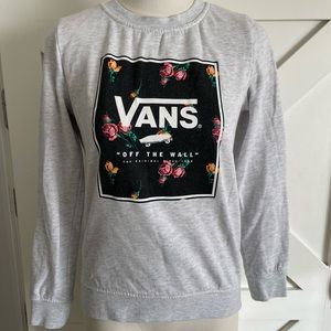 Vans Off the Wall Womens Grey Flower Sweatshirt Size XS